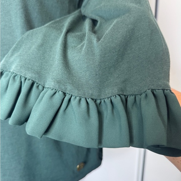 Michael Kors Ruffle Long Sleeve Top Green - Picture 6 of 9